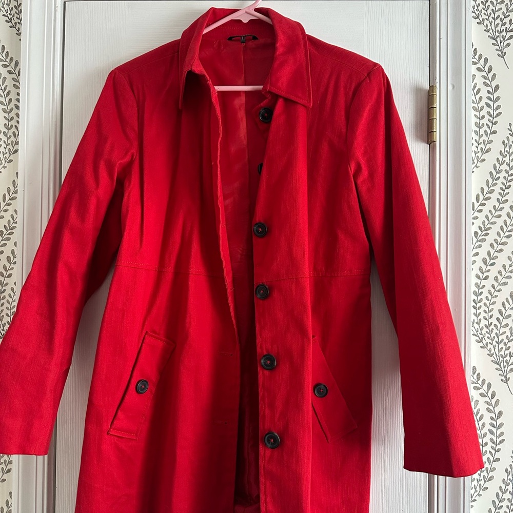 Daisy Fuentes Vibrant Red Trench Coat